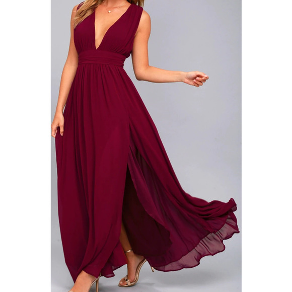 Lulus Dresses & Skirts - LULU'S Sz S Heavenly Hues Burgundy Maxi Dress NEW B153